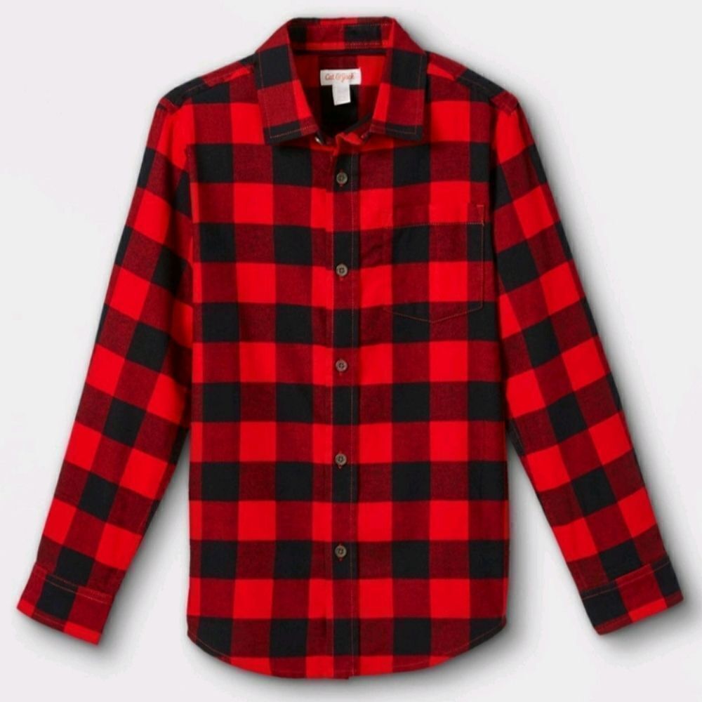 NWT Boys Lg Husky Flannel Button Down